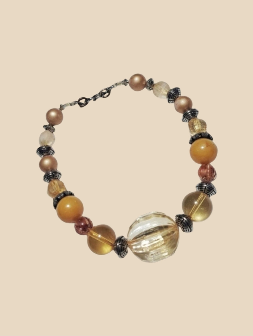 Bright Summer Colors Orange Beaded Necklace/Choker